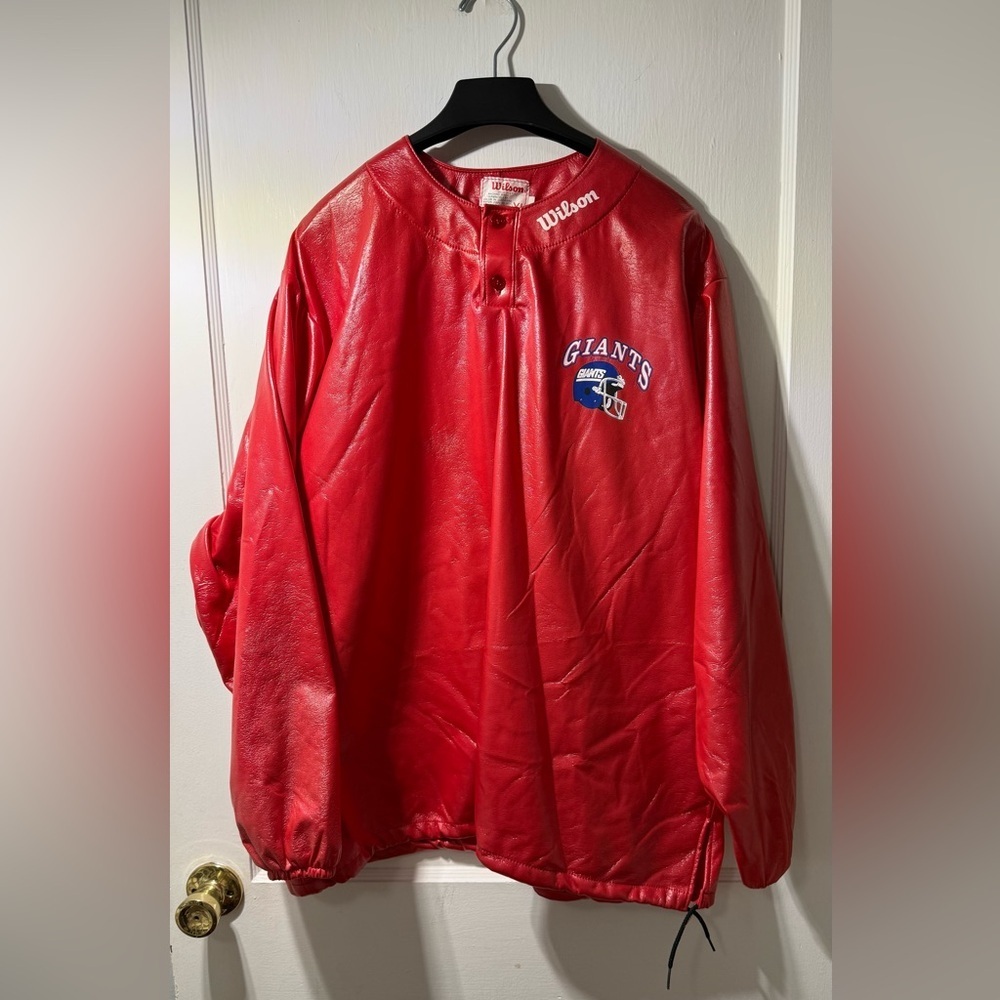 Vintage Wilson New York Giants men's red pullover shirt.